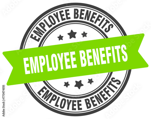 employee benefits stamp. employee benefits label on transparent background. round sign