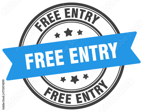 free entry stamp. free entry label on transparent background. round sign