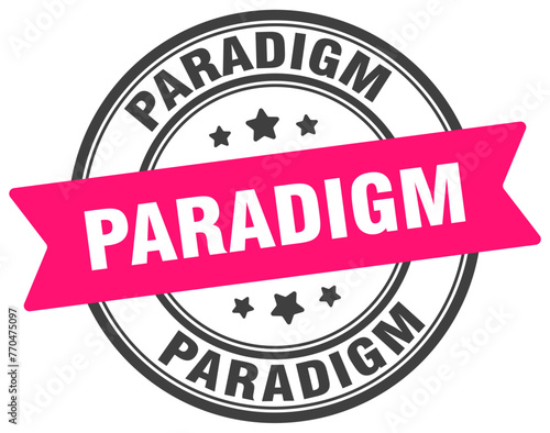 paradigm stamp. paradigm label on transparent background. round sign