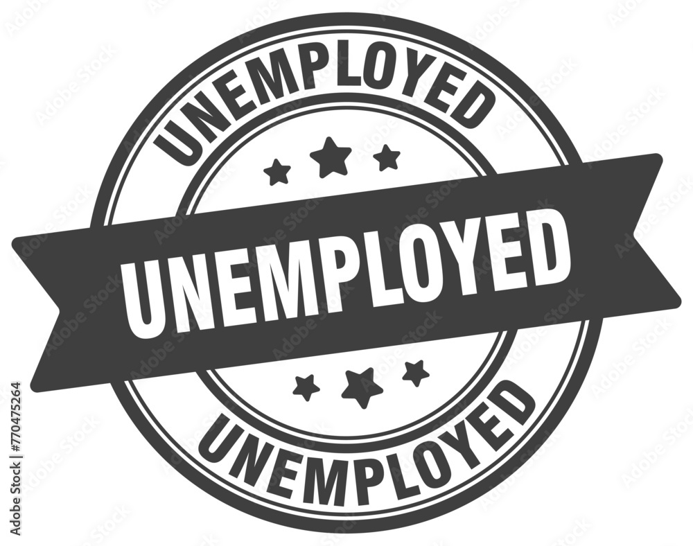 unemployed stamp. unemployed label on transparent background. round sign
