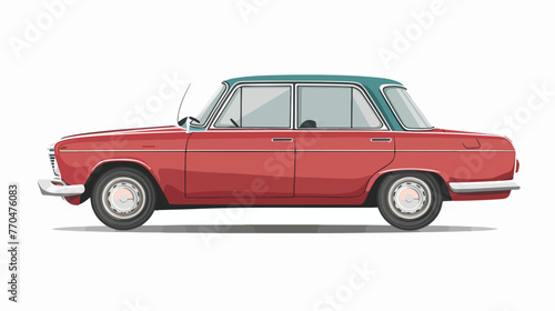 Vector Old Fashioned Retro Vintage 60s Car  flat vector