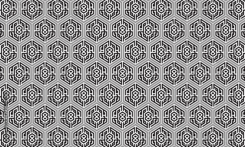 Embrace timeless elegance with this captivating black and white geometric pattern. Perfect for adding sophistication to your designs.