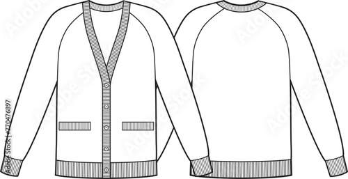 Classic woman's knitted cardigan with raglan sleeves