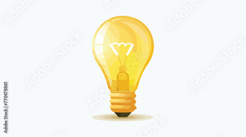 Yellow light bulb icon flat vector isolated on white