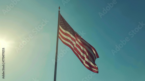 American flag. United States flag in swaying in the wind during sunset. USA. United States of America. Vote. Patriotic. 
