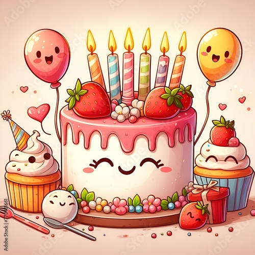 birthday cake with candles,cartoon birhtday cake with candles and balloons,Birthday cake illustration,cartoon bithday cake on backgrouund
