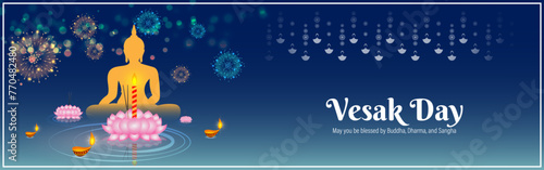 Vector illustration of Happy Buddha Purnima social media feed template