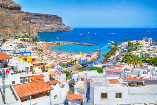 Spain Travel Ideas. Picturesque Scenic Landscape with Puerto de Mogan in Gran Canaria island in Spain photo