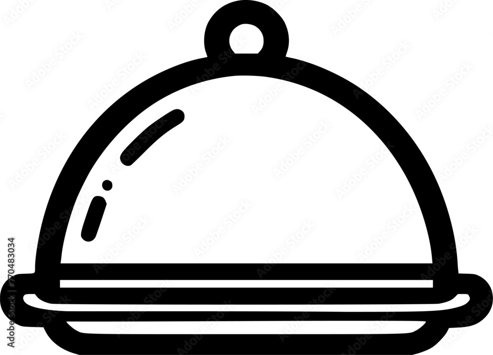 Obraz premium Dome food cover outline icon. linear style sign for mobile concept sign, symbol, vector, art