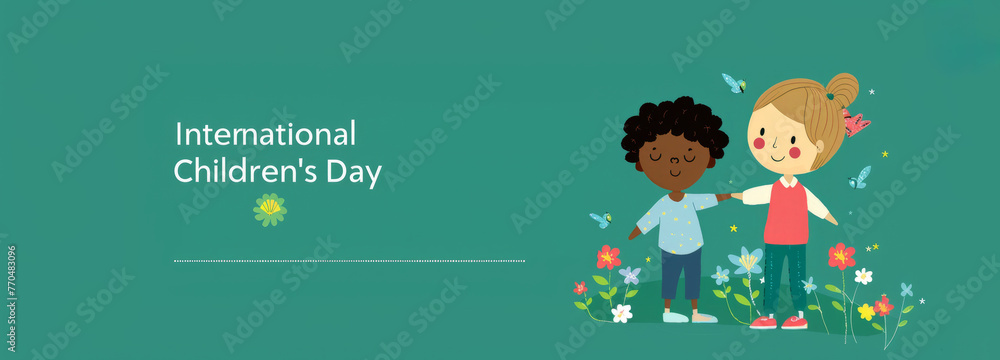 Fototapeta premium A boy and a girl holding hands. The concept of International Children's Day. 