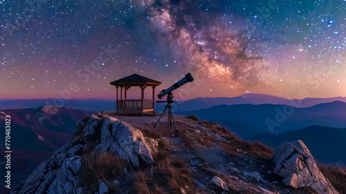 Star gazing pavilion under cosmic sky © edojob