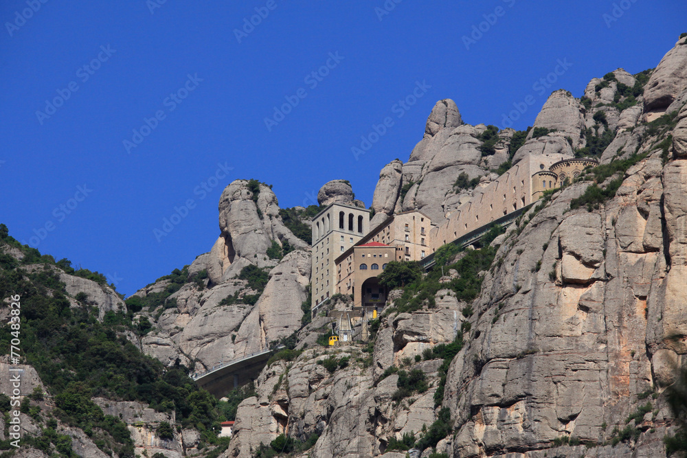 Naklejka premium Cable car to Montserrat Monastery, Spain