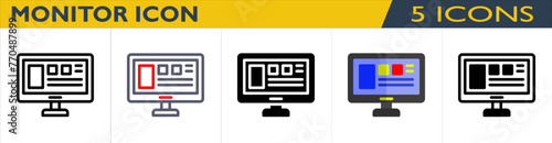 Icon Set Monitor with 5 style for download (Ecommerce Pack)
