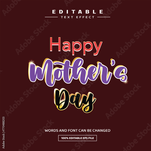 happy mothers day 3d text effect vector