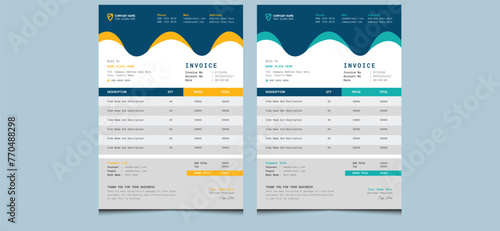 Unique clean simple creative modern minimal company corporate professional abstract money payment bill form price business invoice design template. 