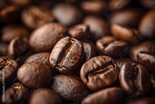 Freshly Roasted Gourmet Coffee Beans Texture Background with Aromatic Aroma and Robust Flavor