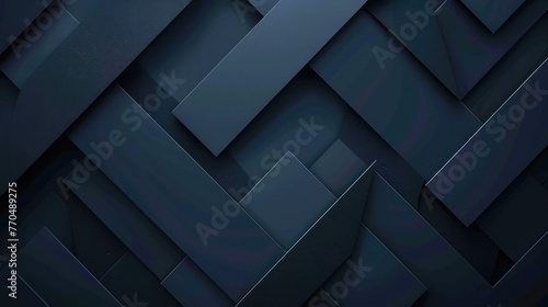 Modern black blue abstract background. Minimal. Color gradient. Dark. Web banner. Geometric shape. 3d effect. Lines stripes triangles. Design. Futuristic. Cut paper or metal effect. Luxury. Premium.