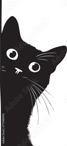 Black silhouette of cat on white background showcasing various poses and expressions, ideal for artistic and pet-related concepts © Aleksandar