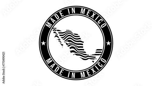 made in Mexico stamp, black isolated silhouette