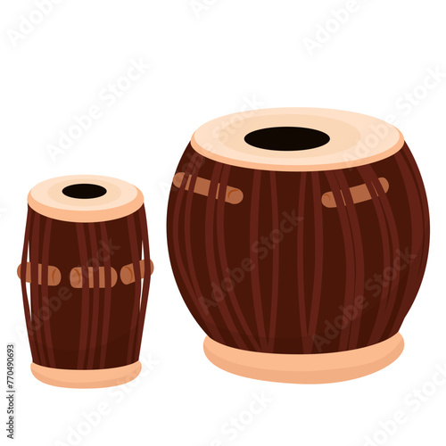 tabla. traditional Indian drums close up. Vector stock illustration. Musical instrument. isolated on a white background.