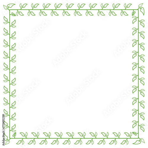 Green leaf branch frame border illustration vector