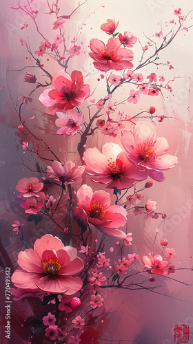 flowers spring background. AI generative