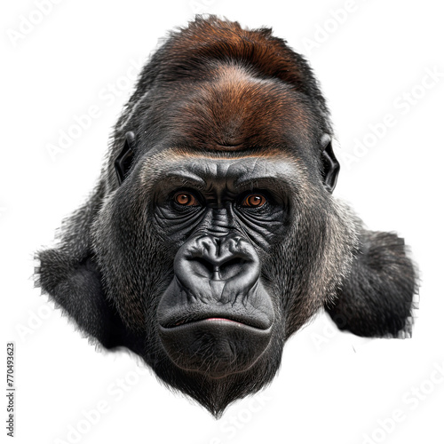  gorilla face shot isolated on transparent background