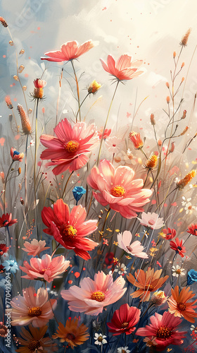 flowers spring background. AI generative