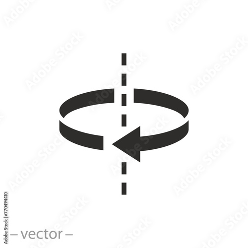 twist direction icon, arrow spin around axis, circle refresh or restart, flat symbol on white background - vector illustration