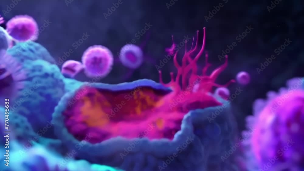 A 3D reconstruction of a cells nucleoplasm using confocal microscopy displaying the densely packed and organized structure of the . AI generation. A 3D reconstruction of a cells nucleoplasm using confocal microscopy displaying the densely packed and organized structure of the . AI generation.