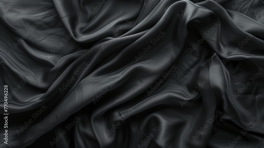 Textured surface of rich black satin with elegant folds creating a sense of depth. Textured surface of rich black satin with elegant folds creating a sense of depth.