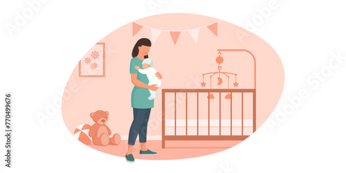 Happy mother holding her baby
