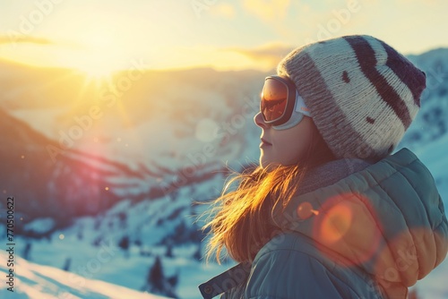 Sunset Gaze in Snowy Mountains