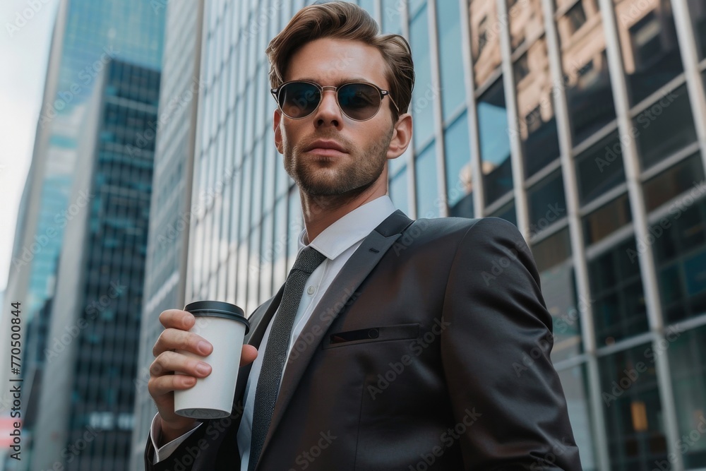 Man with Coffee To Go, City Business Lifestyle Man with Coffee To Go, City Business Lifestyle