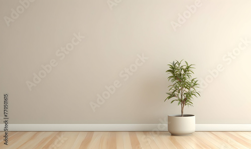 interior with plant in vase, 3d illustration mockup