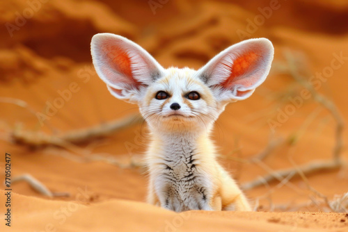 A derpy fennec fox with a goofy expression and big, curious ears © Venka