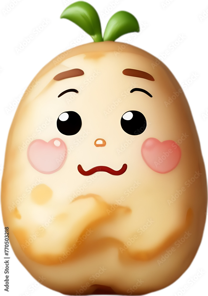 Fototapeta premium Cute Cartoon potato icon, Kawaii potato clipart.