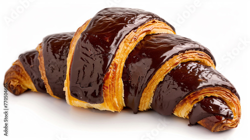 Chocolate Croissant. Isolated on White Background.