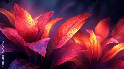 Vibrant digital illustration of exotic leaves