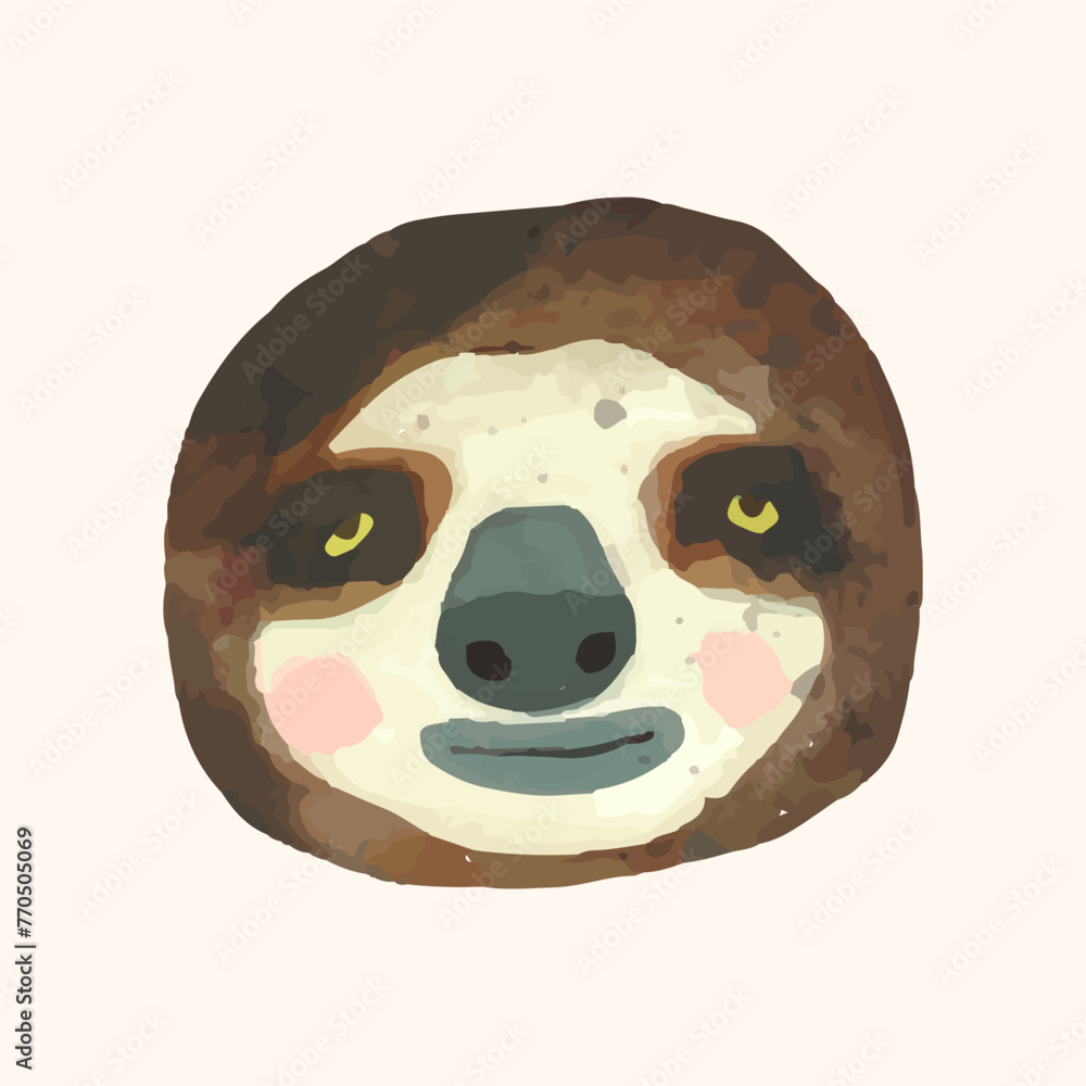 Fototapeta premium Sloth, Animal wildlife watercolor illustration.