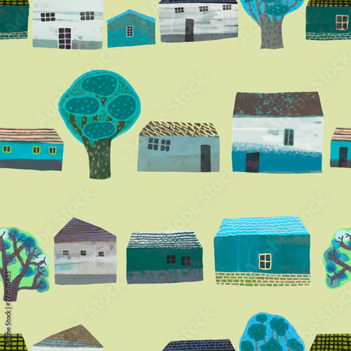 House in village. watercolor vector illustration.  © Jorm Sangsorn
