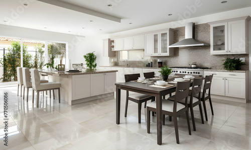 Front view of spacious splendid kitchen interior photo design © Ilham