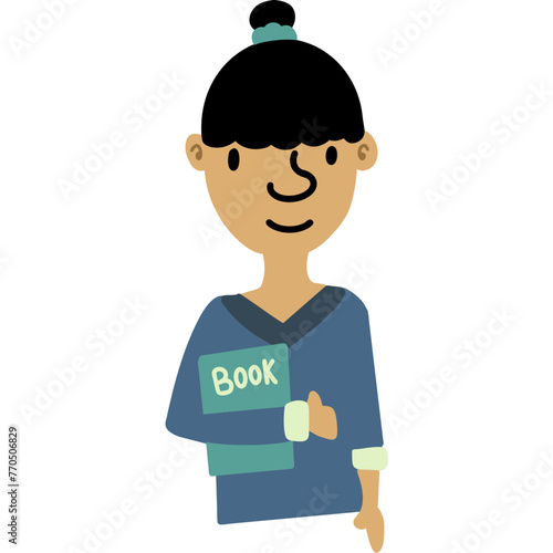 Doodle Vector ArtEPS file 3000*3000 300dpi.  An illustration or depiction of a woman holding a document or paper. 
