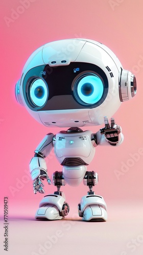 small robot standing on studio background © Spyrydon
