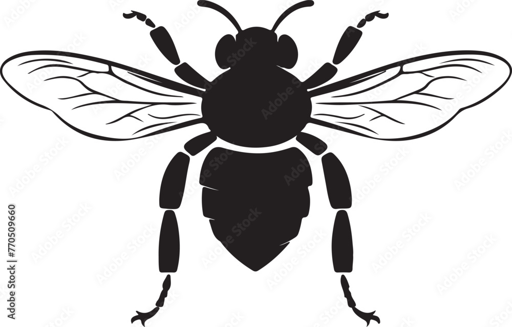 Fototapeta premium Bee Silhouette Vector Illustration White Background