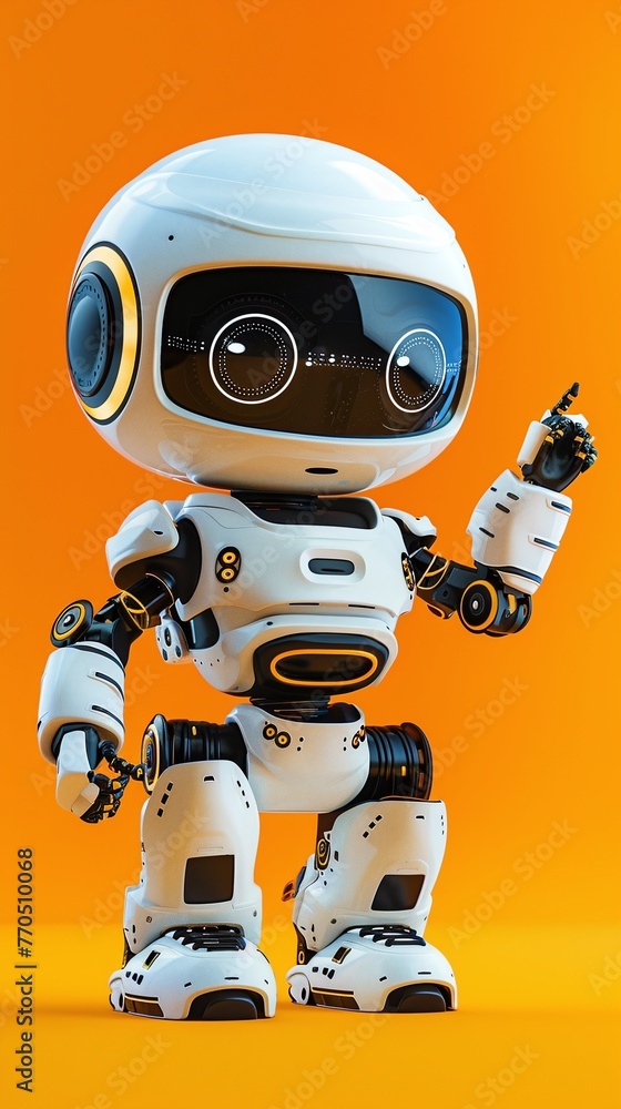 robot cartoon character on studio background
