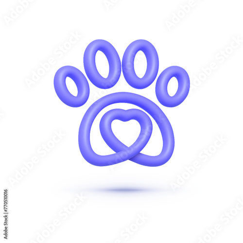 Paw 3d, great design for any purposes. Vector illustration