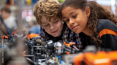 With an intense focus, students actively engage in testing and fine-tuning their robot designs, fostering invaluable problem-solving proficiencies fundamental to STEM-oriented robotics education. photo