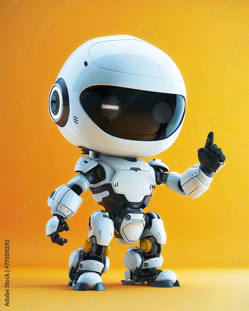 Naklejka premium cartoon cute robot standing on studio background