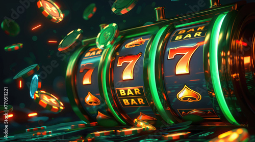 A slot machine with three reels and a bar that says "Bar Bar Bar"
